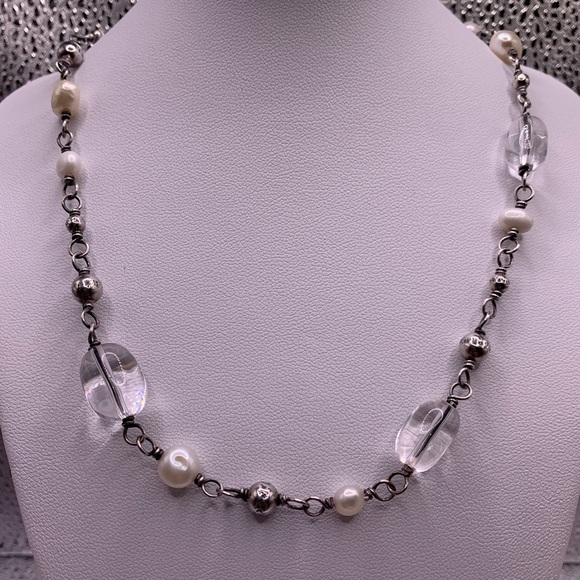Silpada Vintage Sterling Freshwater Pearl & Crystal Quartz Necklace - Picture 2 of 16